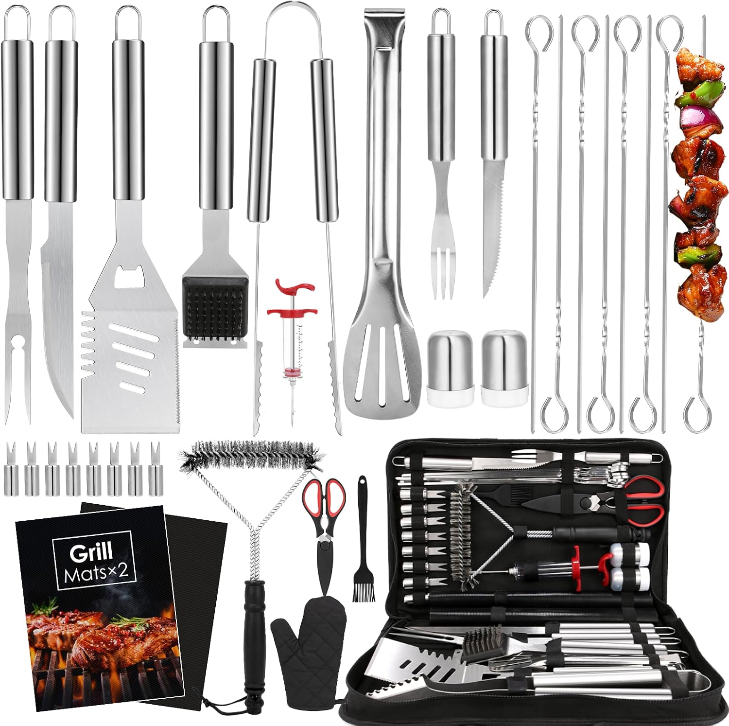 Outdoor Camping Tools - 34Pcs BBQ Grilling Tools Set, Stainless