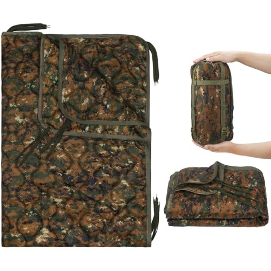 Outdoor Camping Blanket - Woobie Blanket, Military Poncho Liner Camo