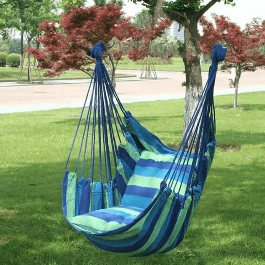Camping Hammock - Portable Outdoor Hammock; features sturdy suspension
