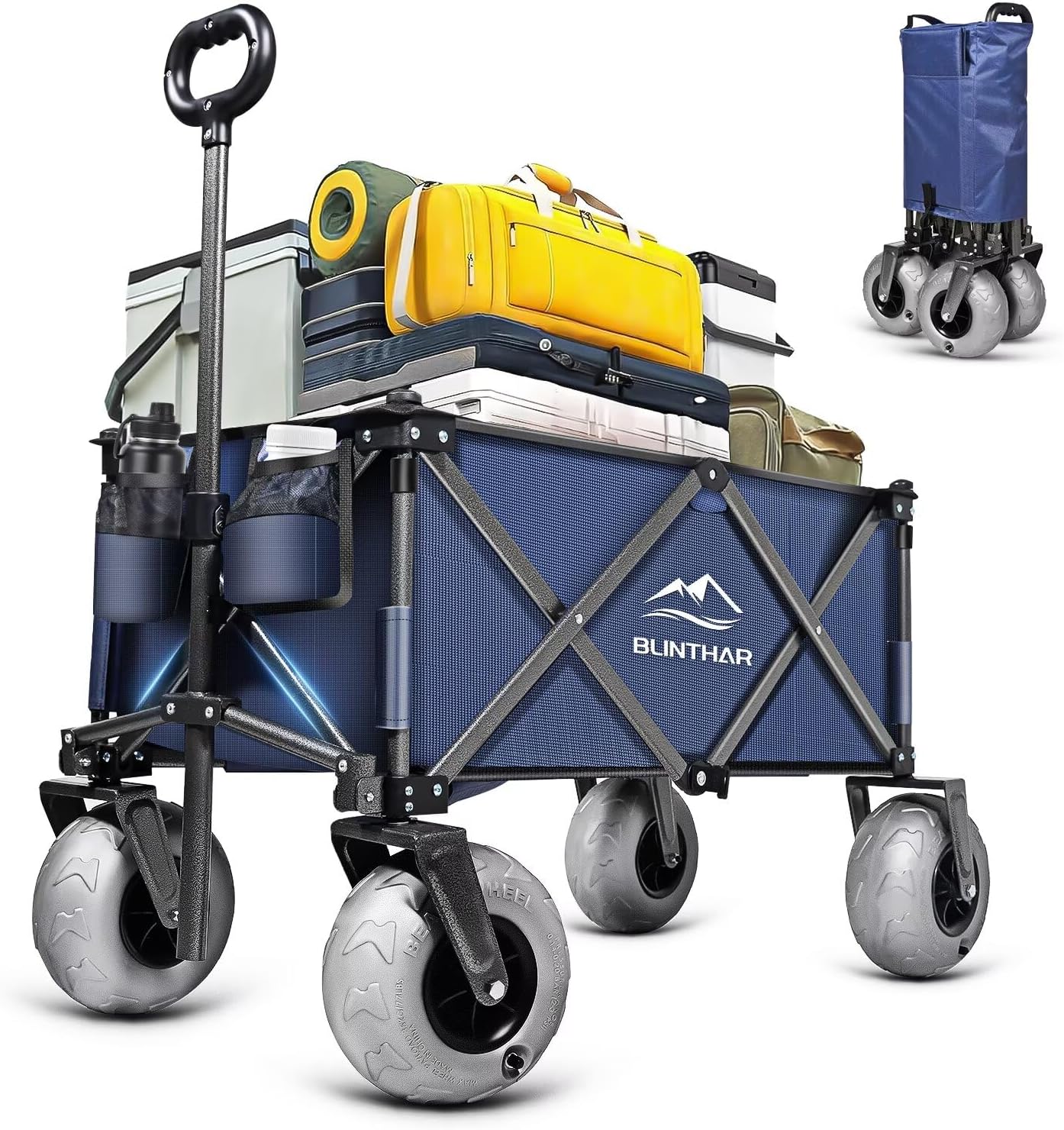 Outdoor Camping Wagon - Heavy Duty Collapsible Folding Wagon with