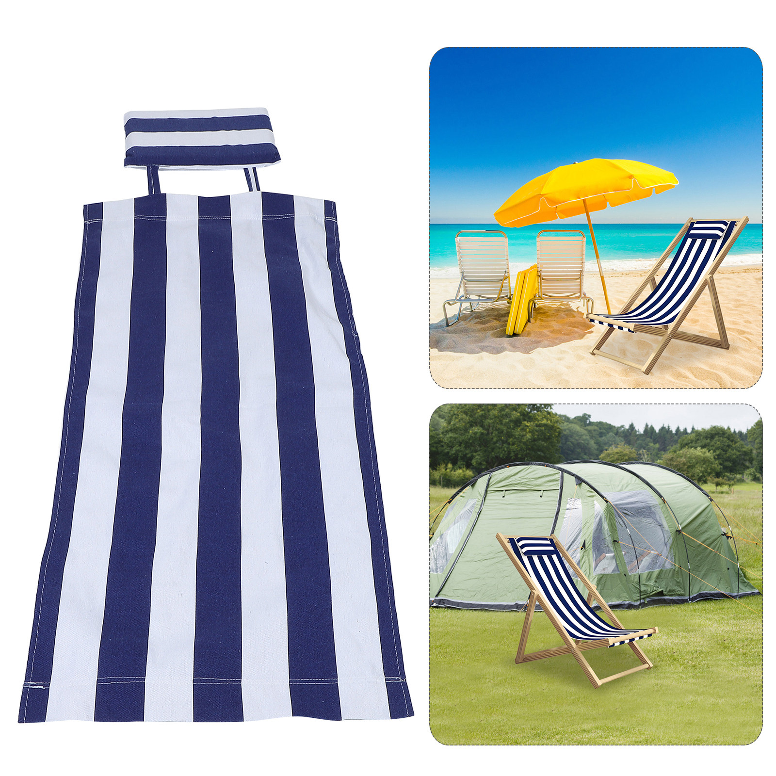 Outdoor Camping Chairs - Folding Beach Chair Replacement Fabric: Blue