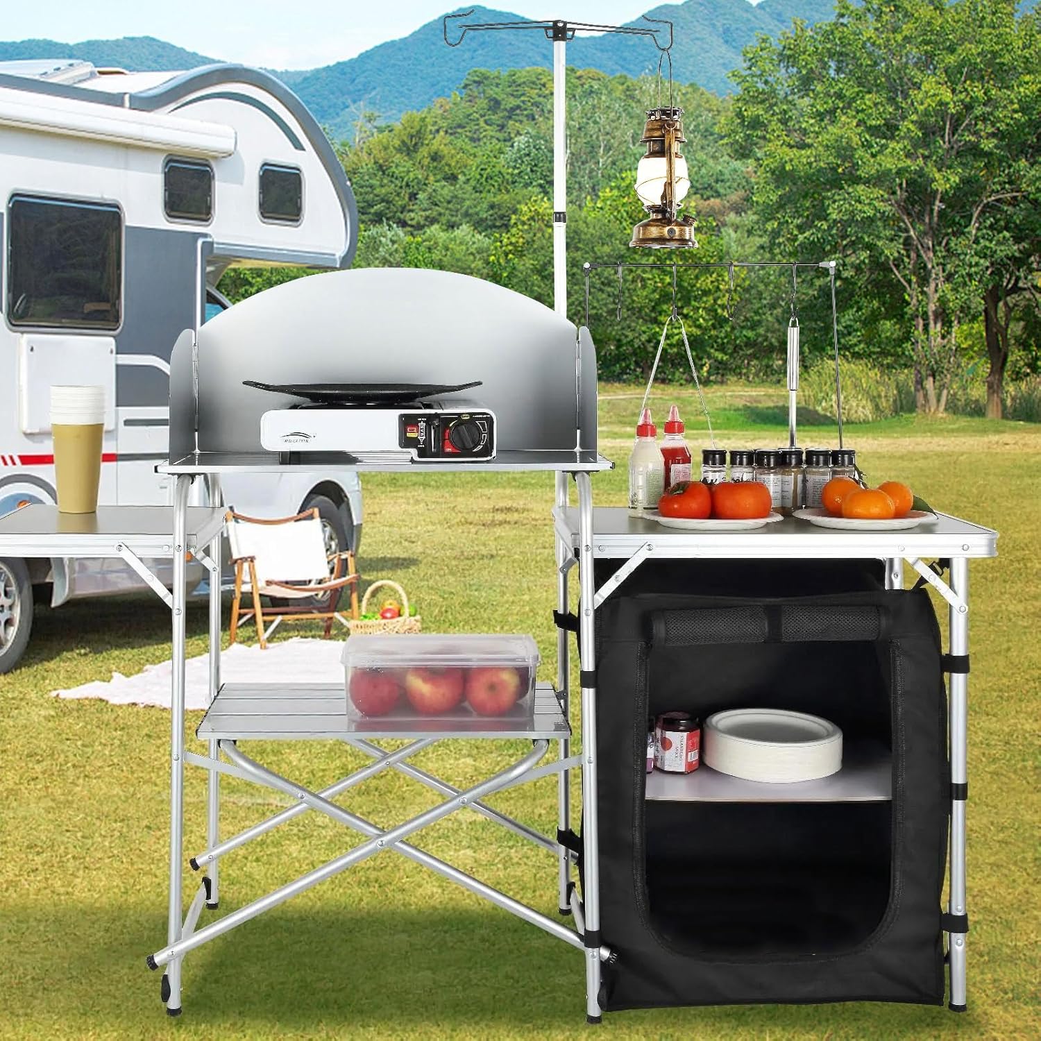 Outdoor Camping Kitchen Table - Camping Kitchen Table, Folding Outdoor Cooking
