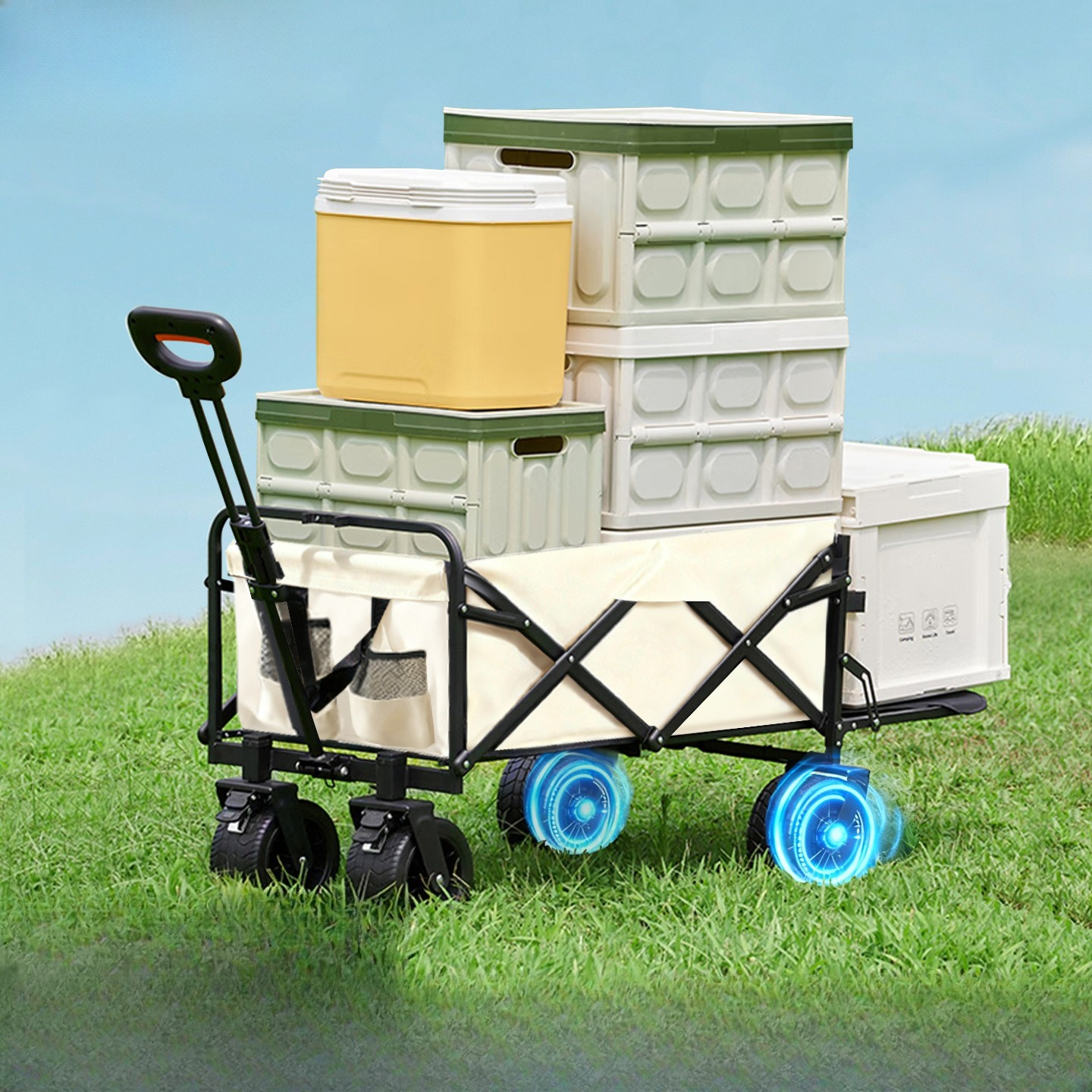 Outdoor Camping Wagon - Electric Camping Cart, Foldable Outdoor Wagon