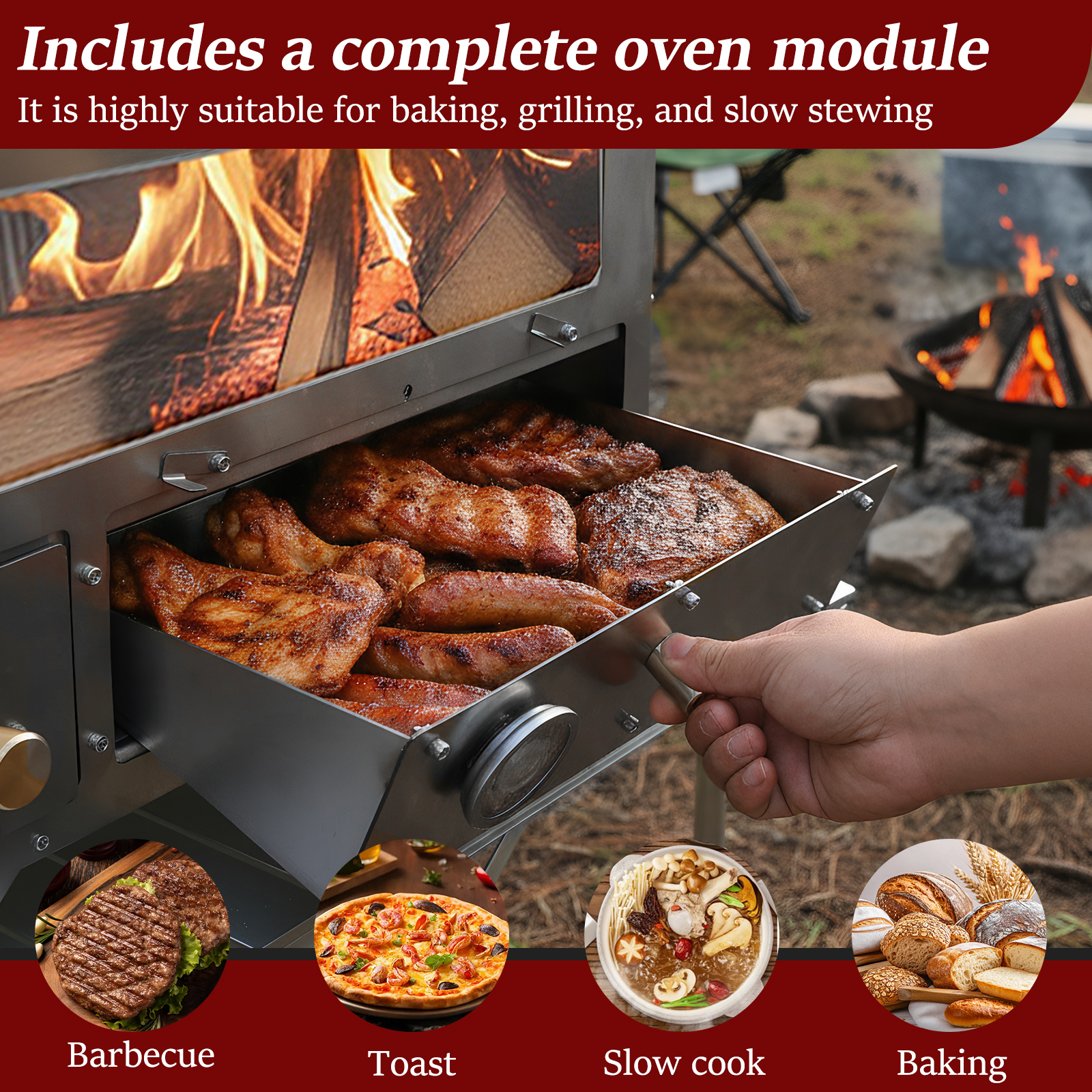 Wood Stove with Chimney Pipe P - Cooking Outdoor Camping reseña y precio