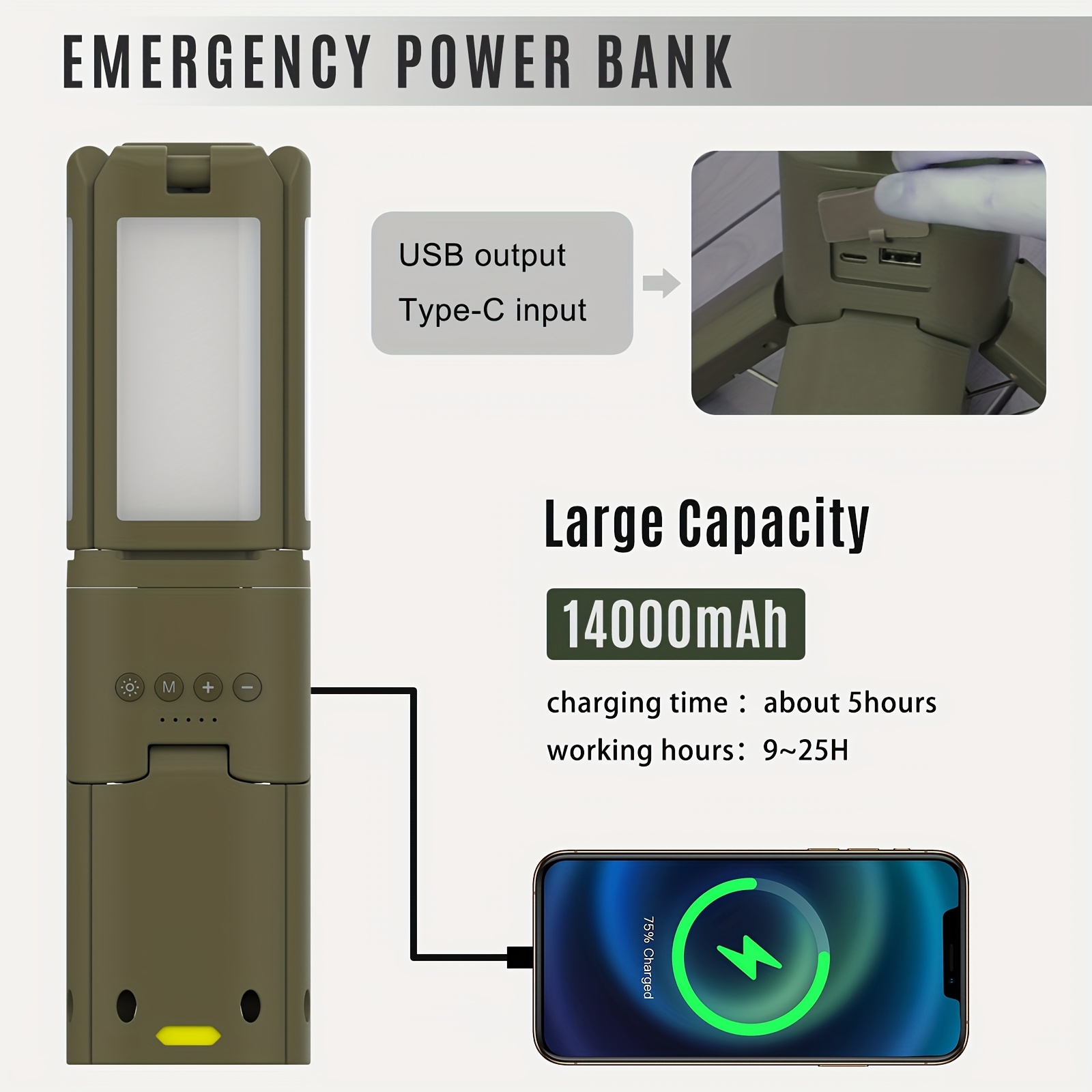 Camping Lantern, 14000mAh Rech - Outdoor Camping Lampe reseña y precio