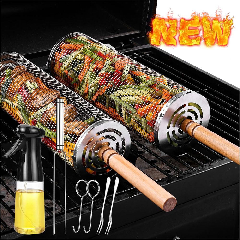 Large Round Stainless Steel Gr - Cooking Outdoor Camping reseña y precio