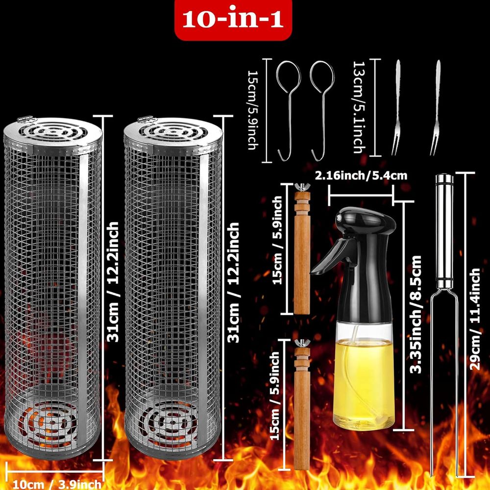 Large Round Stainless Steel Gr - Cooking Outdoor Camping reseña y precio