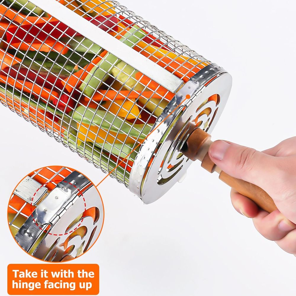 Large Round Stainless Steel Gr - Cooking Outdoor Camping reseña y precio