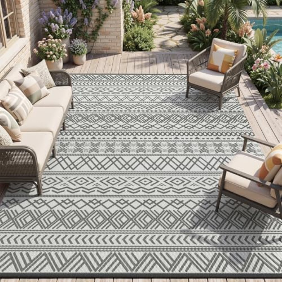 Outdoor patio rug for RV campi - Outdoor Camping Rugs 9X18 reseña y precio