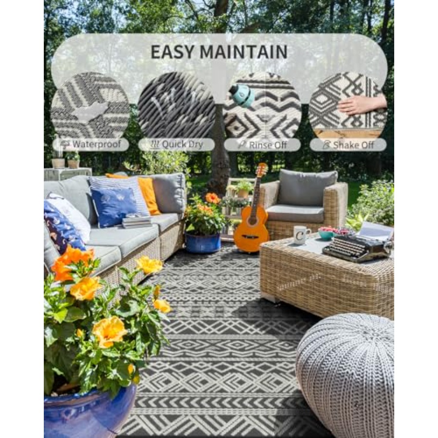 Outdoor patio rug for RV campi - Outdoor Camping Rugs 9X18 reseña y precio