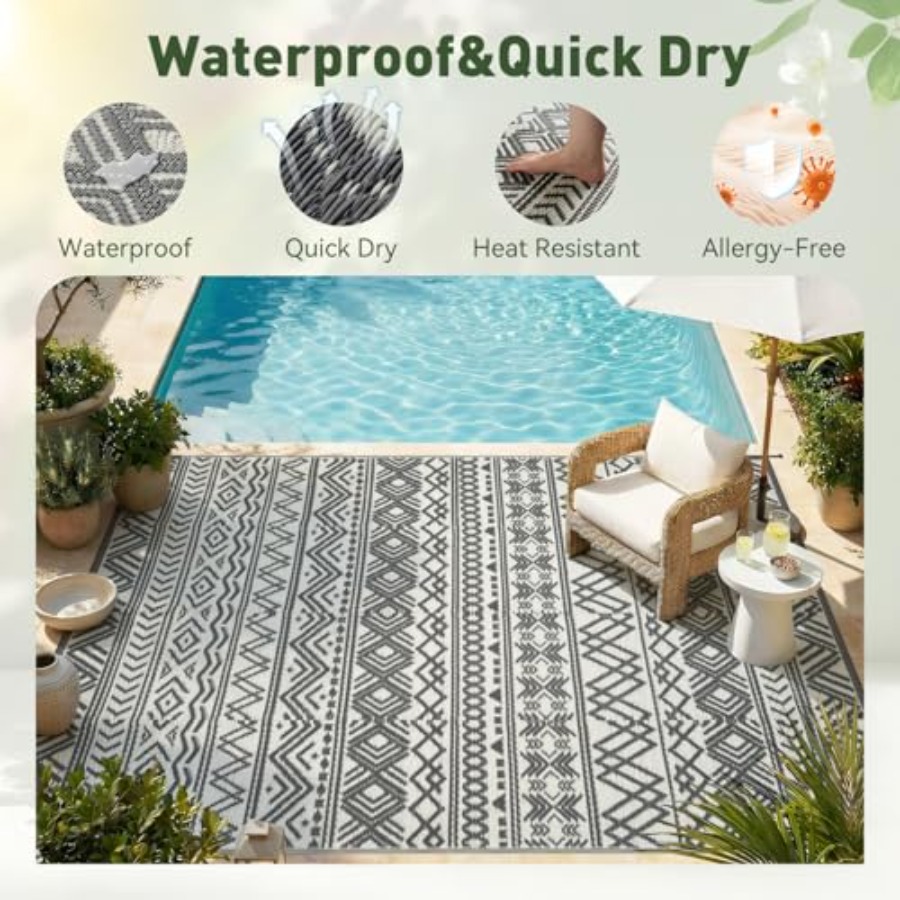 Outdoor patio rug for RV campi - Outdoor Camping Rugs 9X18 reseña y precio