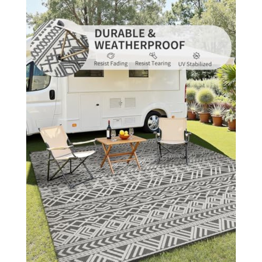 Outdoor patio rug for RV campi - Outdoor Camping Rugs 9X18 reseña y precio