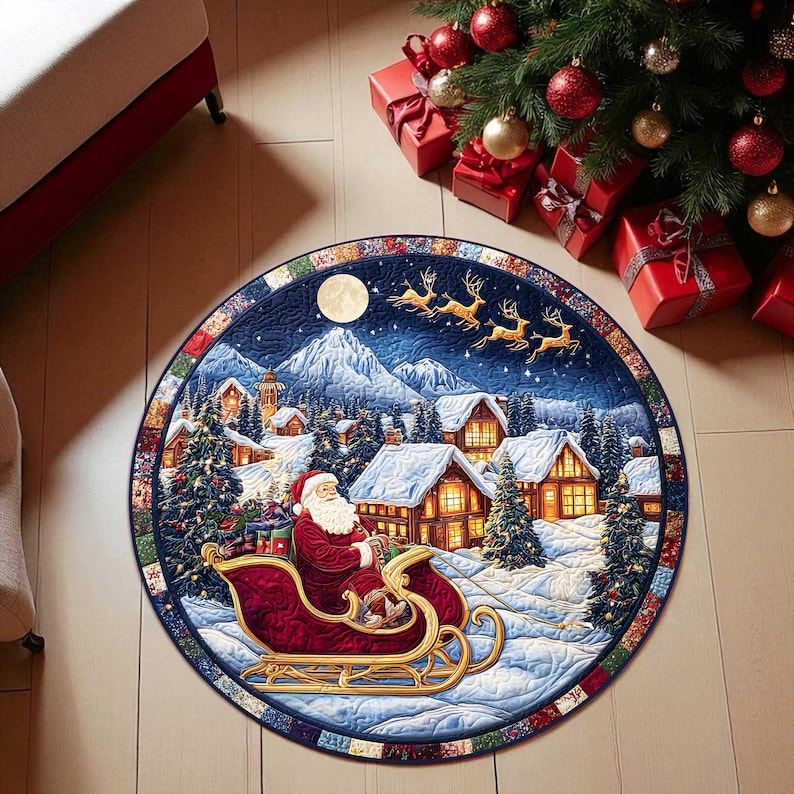 Santa Sleigh Christmas Round D - Outdoor Camping Decor Ideas reseña y precio