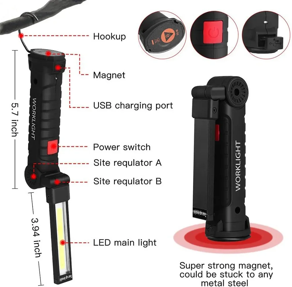 Portable COB LED Flashlight US - Outdoor Camping Lampe reseña y precio