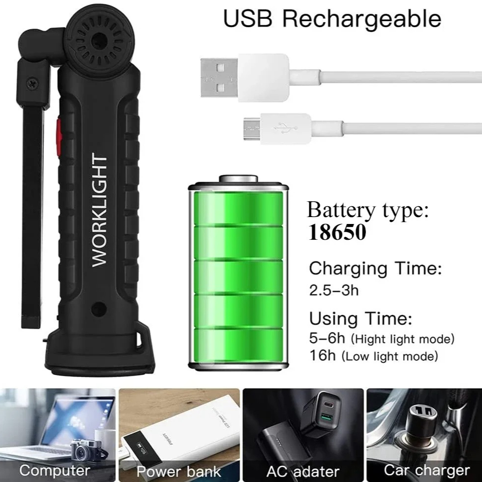 Portable COB LED Flashlight US - Outdoor Camping Lampe reseña y precio
