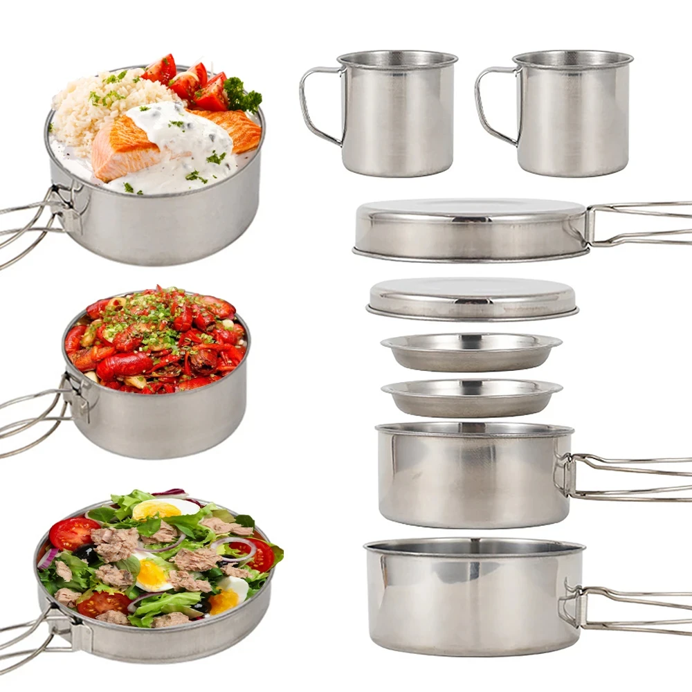 8pcs/Set Camping Cookware Mess - Outdoor Camping Kitchen Table reseña y precio