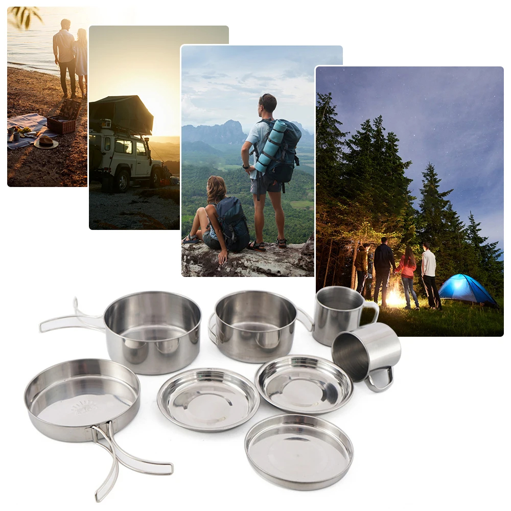 8pcs/Set Camping Cookware Mess - Outdoor Camping Kitchen Table reseña y precio