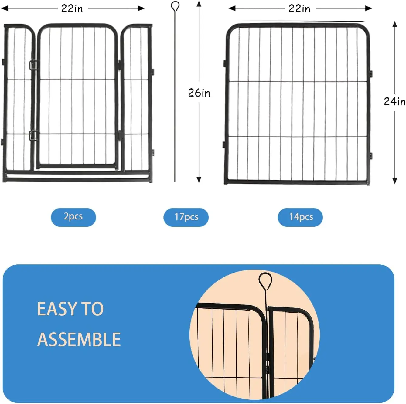Dog Playpen,24 32 40 48 in(H)  - Outdoor Camping Dog Fence reseña y precio