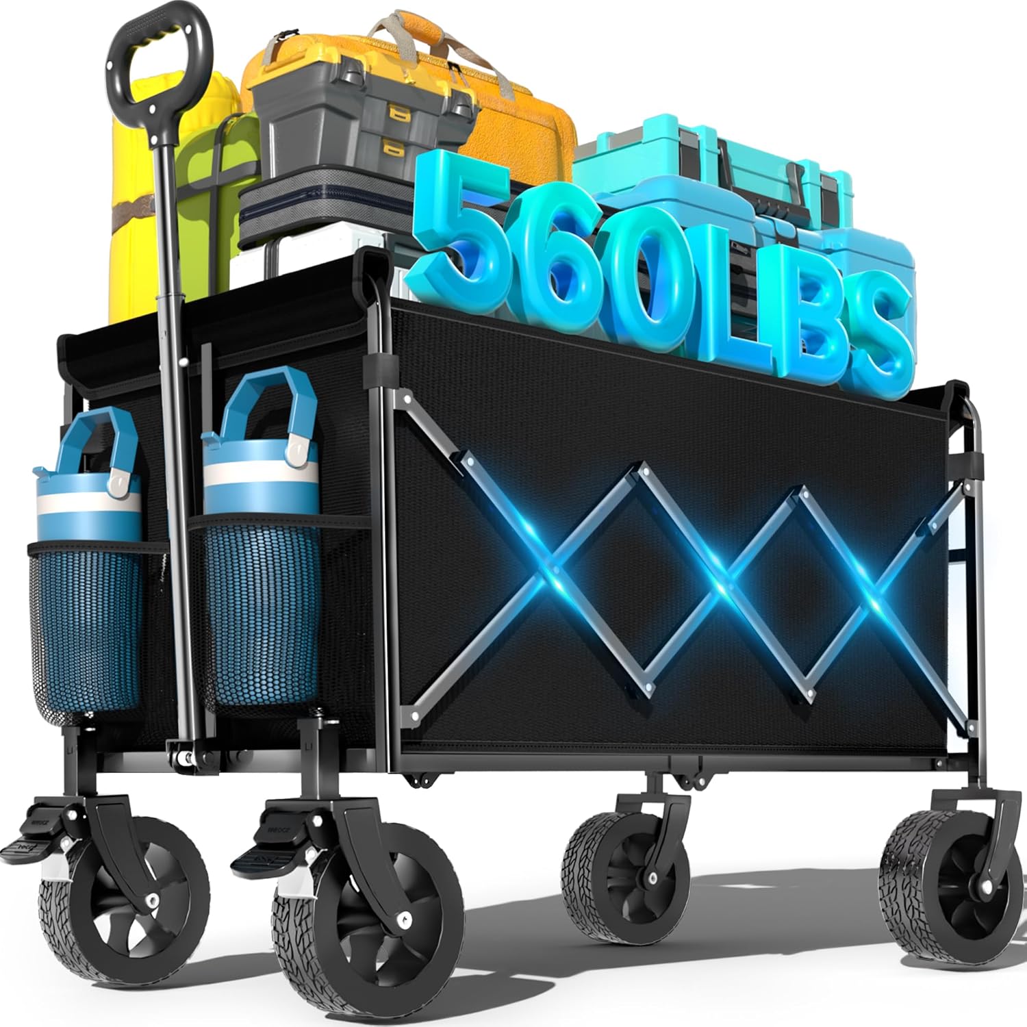 Foldable Beach Wagon Cart with - Outdoor Camping Wagon reseña y precio
