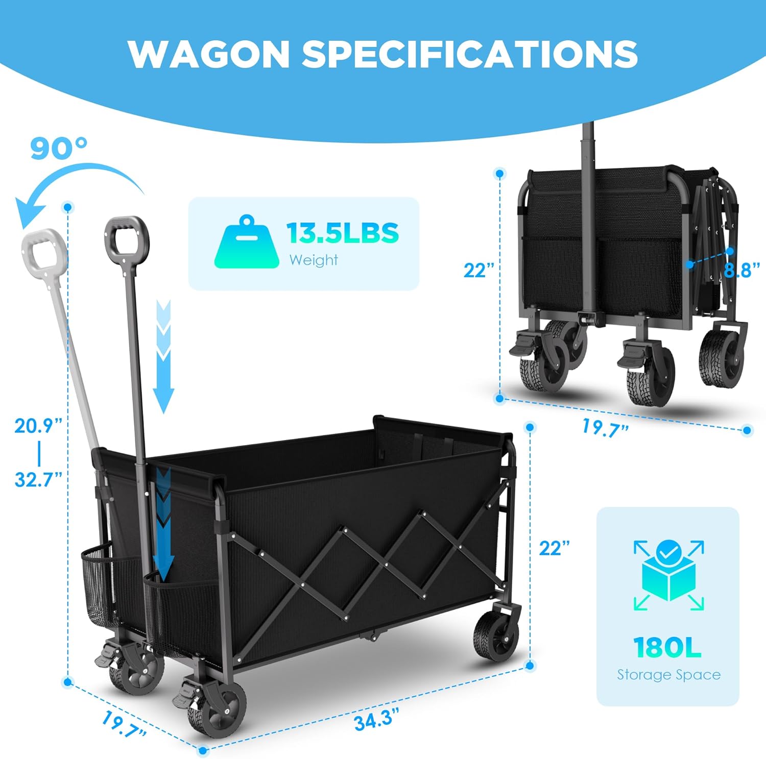 Foldable Beach Wagon Cart with - Outdoor Camping Wagon reseña y precio