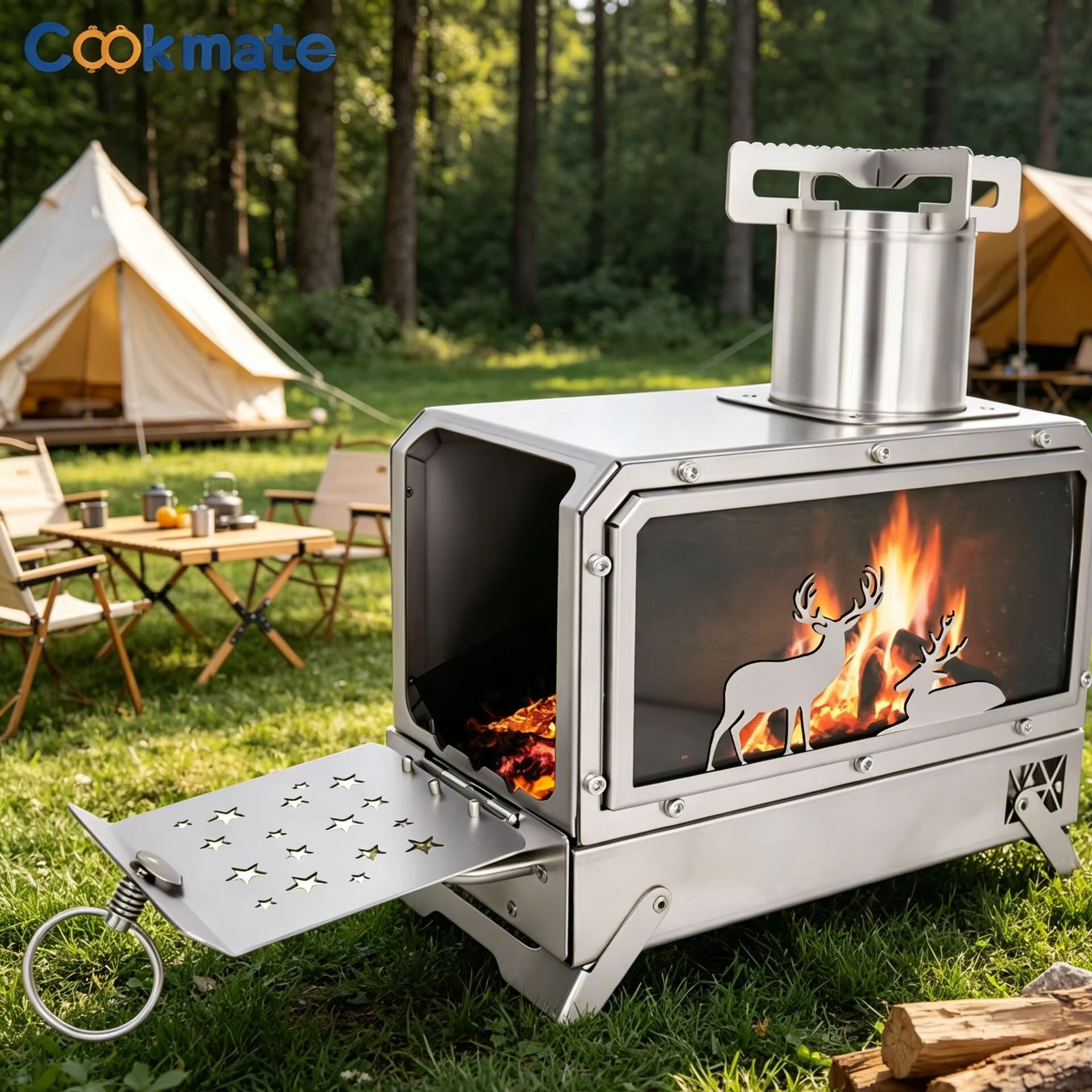 Stainless steel folding firewo - Cooking Outdoor Camping reseña y precio