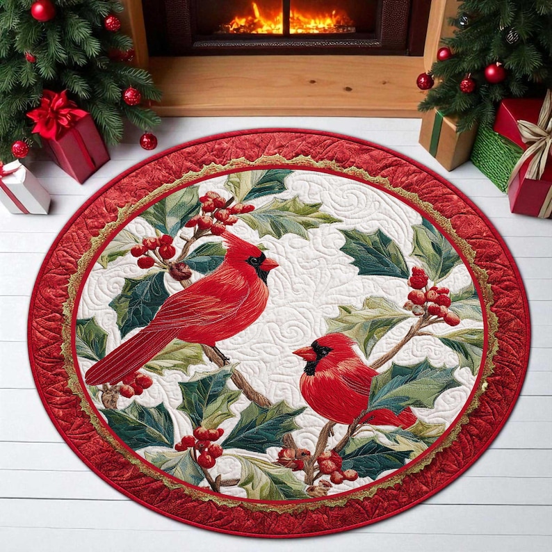 Cardinal Bird Christmas Round  - Outdoor Camping Decor Ideas reseña y precio