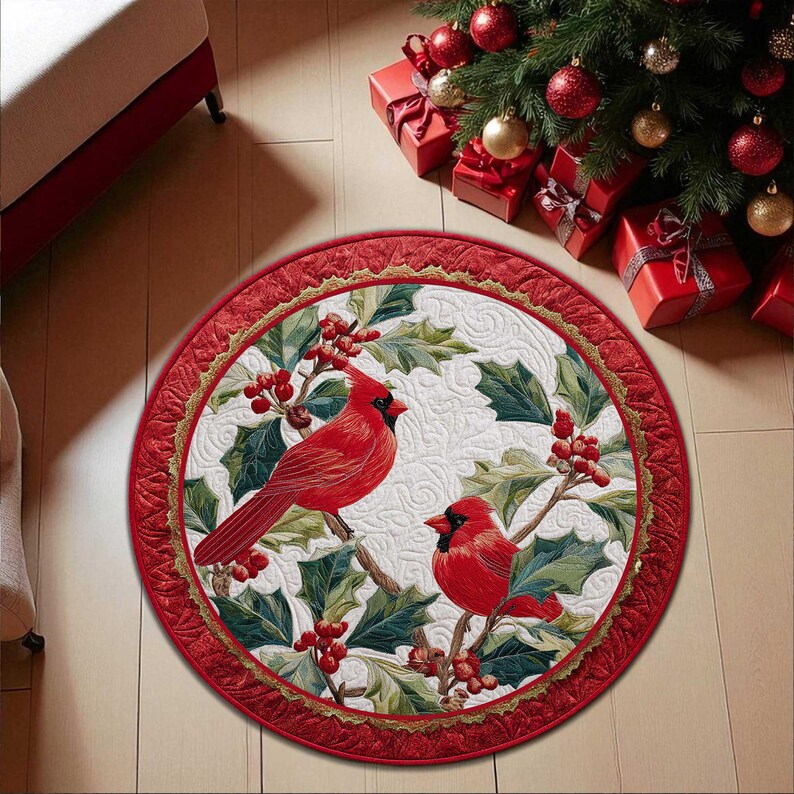 Cardinal Bird Christmas Round  - Outdoor Camping Decor Ideas reseña y precio