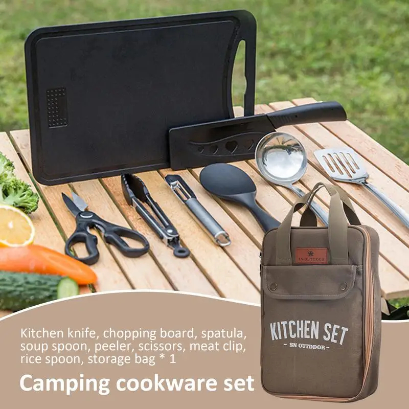 8pcs Camping Kitchen Cookware  - Outdoor Camping Kitchen Table reseña y precio