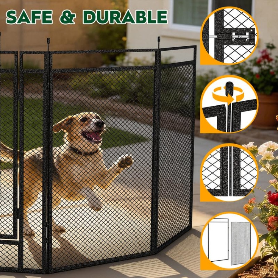 Dog Playpen with Safety Mesh 3 - Outdoor Camping Dog Fence reseña y precio