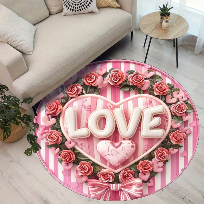 Floral Couple Round Mat, Non-S - Outdoor Camping Decor Ideas reseña y precio