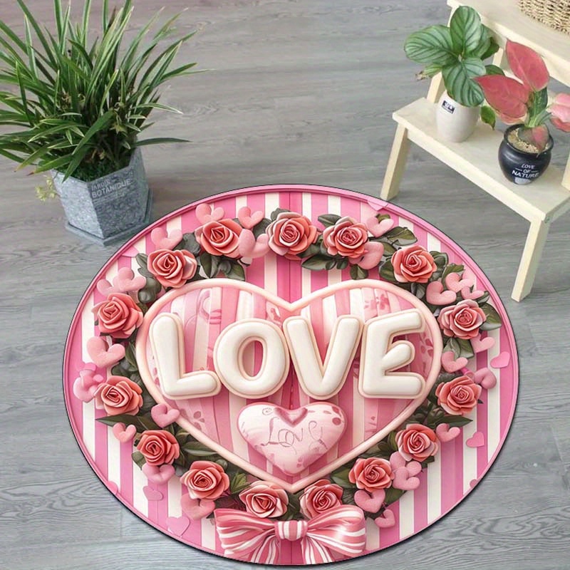 Floral Couple Round Mat, Non-S - Outdoor Camping Decor Ideas reseña y precio