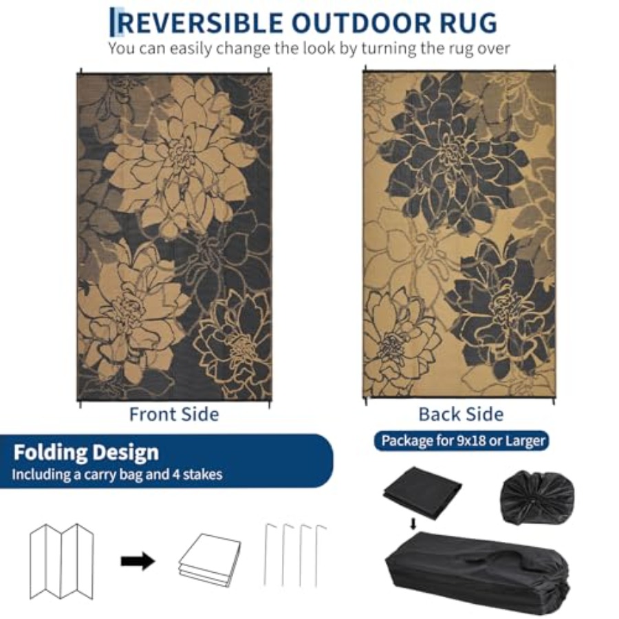 Outdoor Patio Rug 9x18 Waterpr - Outdoor Camping Rugs 9X18 reseña y precio