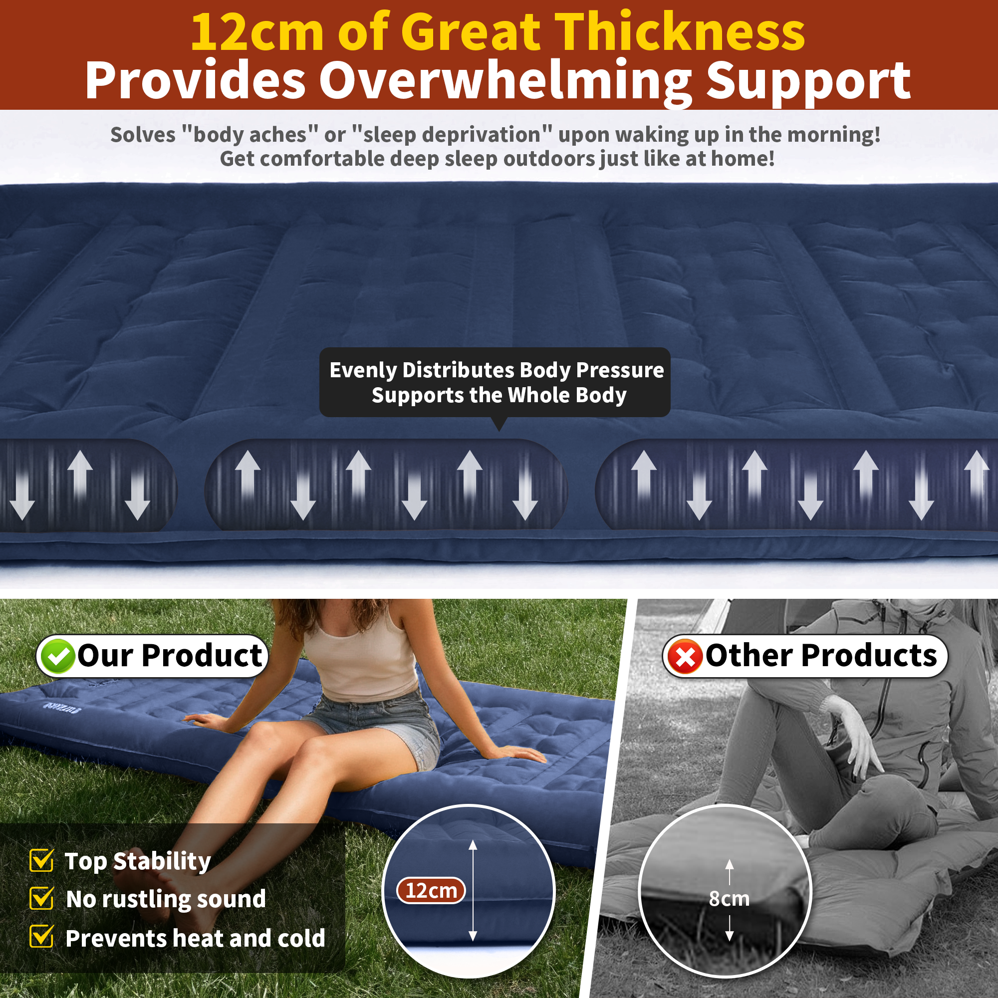 MAPLEAF 12cm Air Mattress Camp - Outdoor Camping Quilt reseña y precio