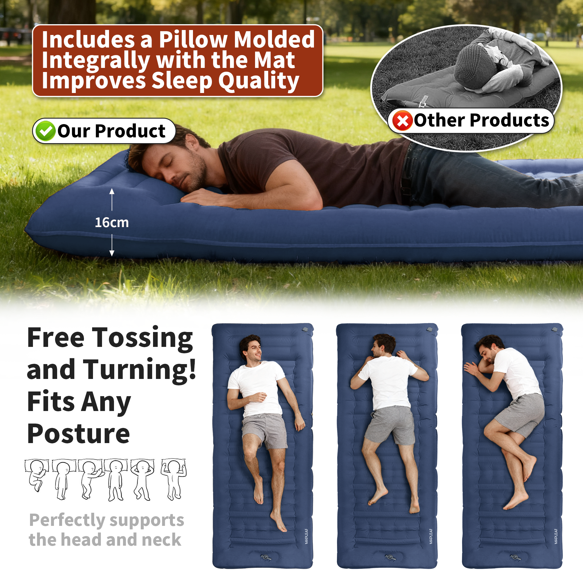 MAPLEAF 12cm Air Mattress Camp - Outdoor Camping Quilt reseña y precio