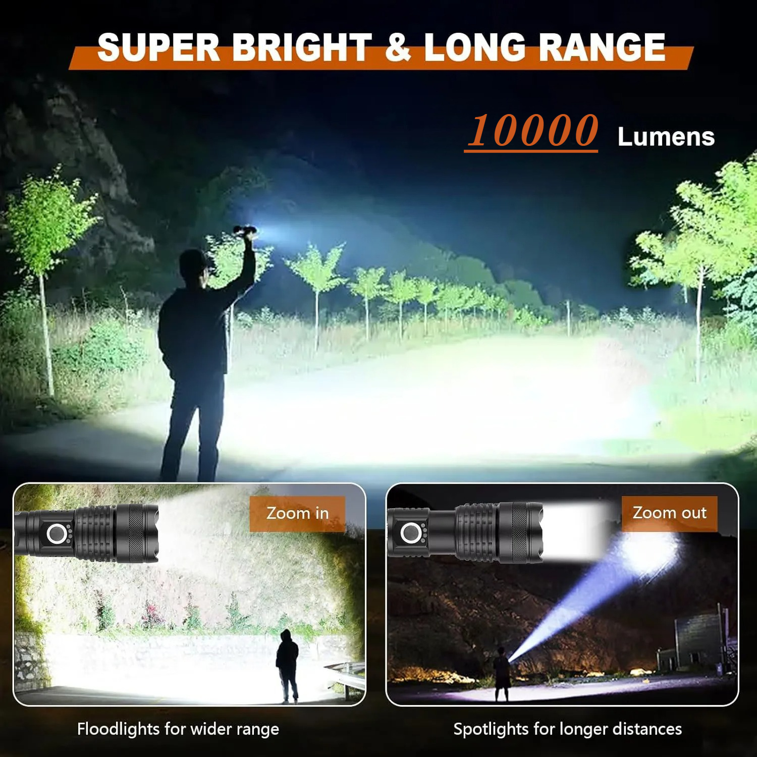 High Power LED Flashlight Rech - Outdoor Camping Lampe reseña y precio