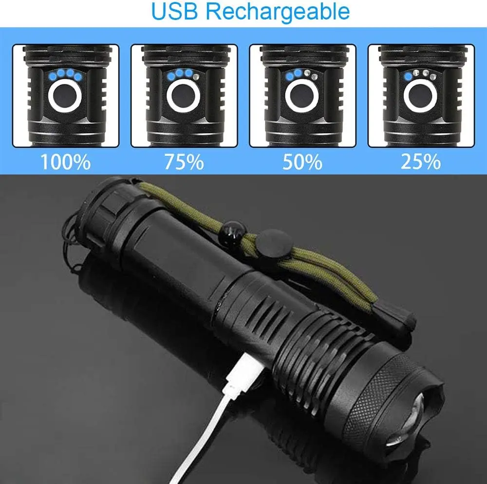 High Power LED Flashlight Rech - Outdoor Camping Lampe reseña y precio