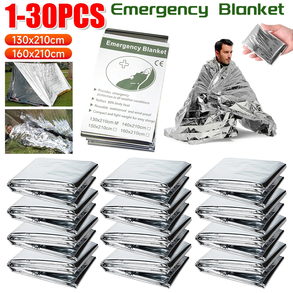 1-30PCS Emergency Blanket Outd - First Aid Kit Camping reseña y precio