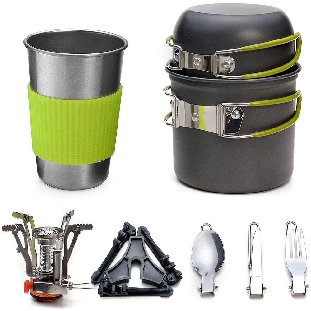 Camping Cookware Kit with Stov - Outdoor Camping Kitchen Table reseña y precio