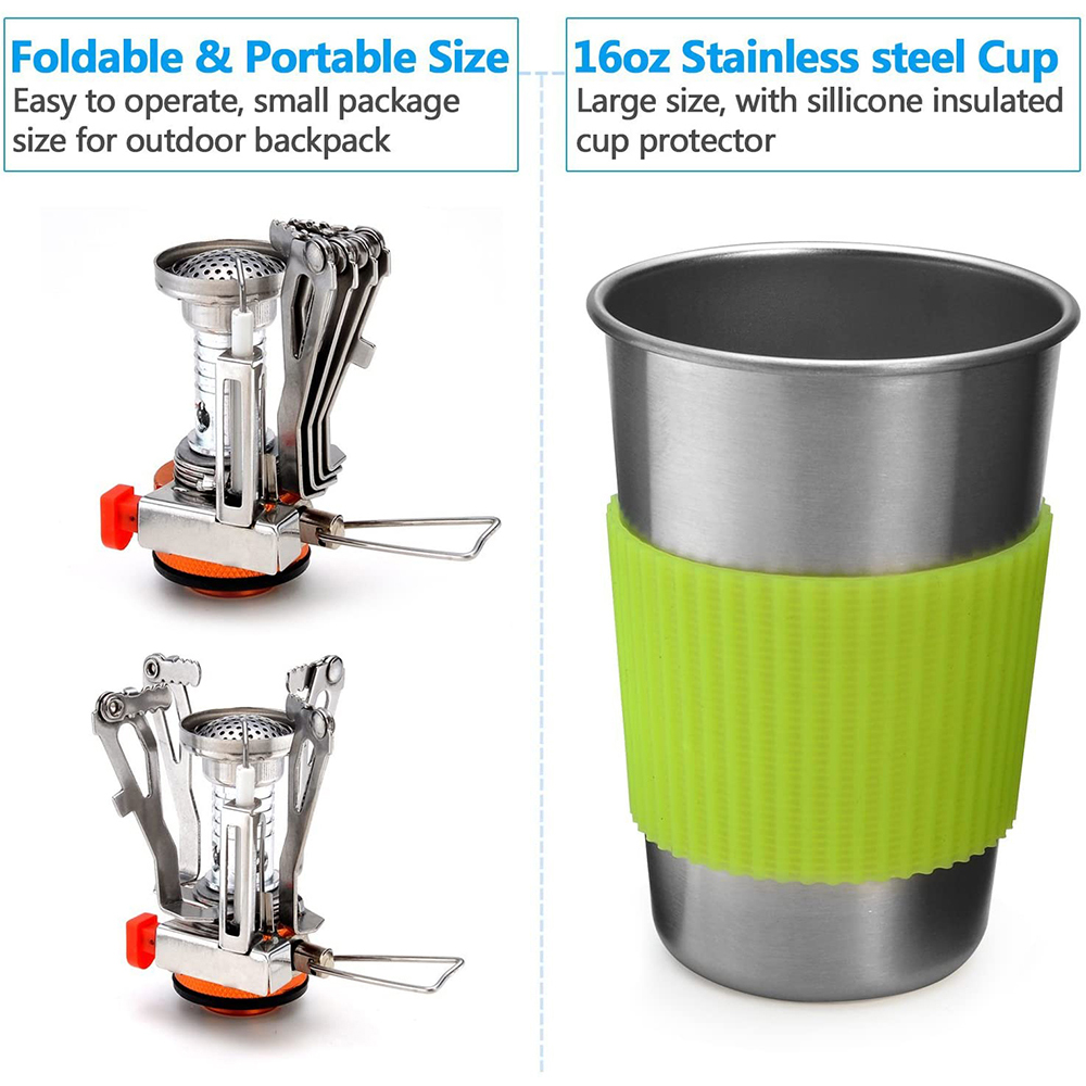 Camping Cookware Kit with Stov - Outdoor Camping Kitchen Table reseña y precio